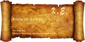 Kocsis Ervin névjegykártya